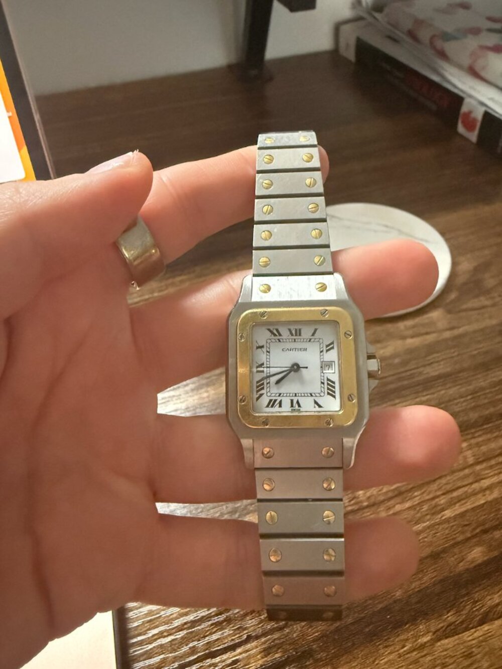 Cartier Santos Two-Tone Stainless Steel & Gold Quartz Watch - Vintage - Picture 2 of 3
